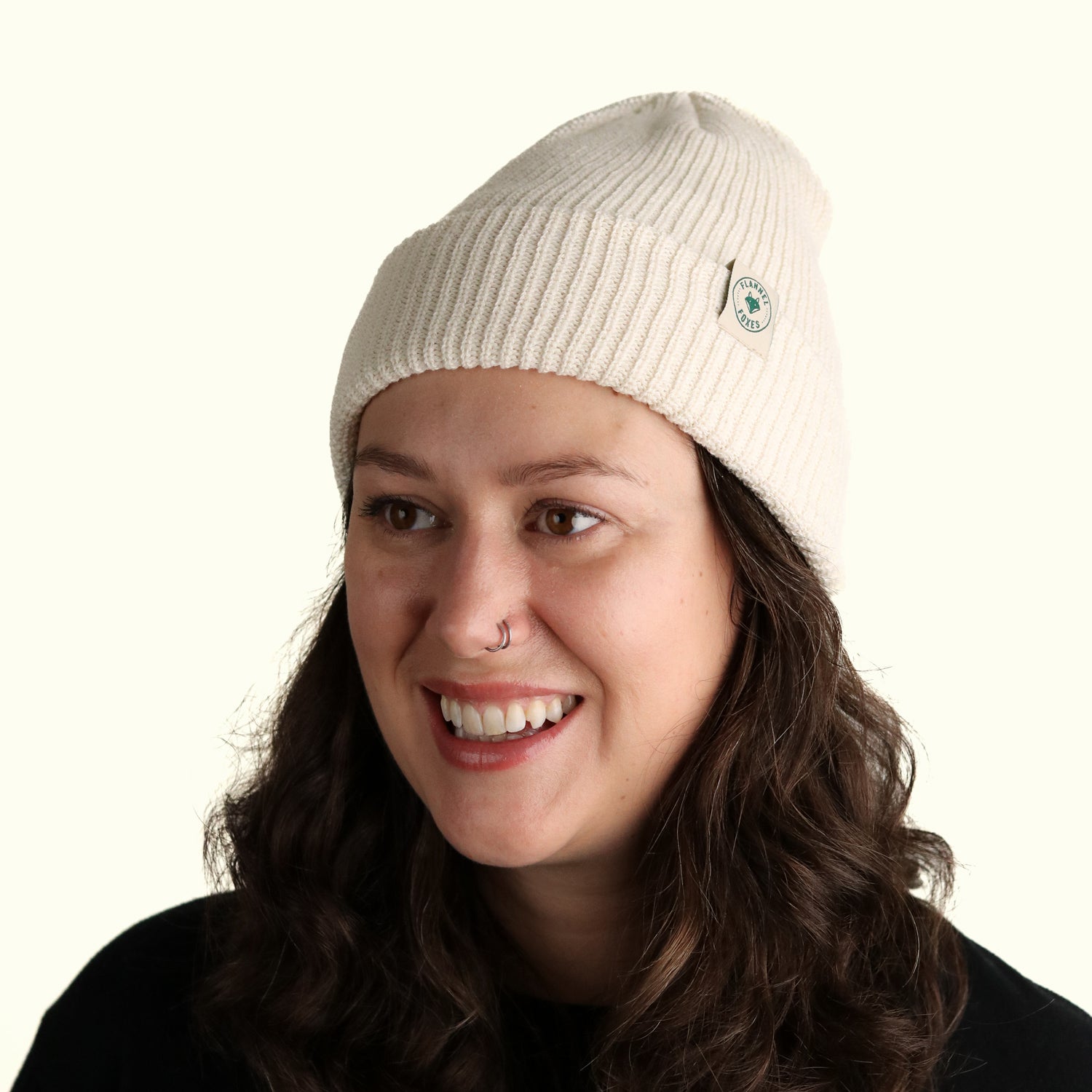 Recycled Cotton Ribbed Toque — Cream