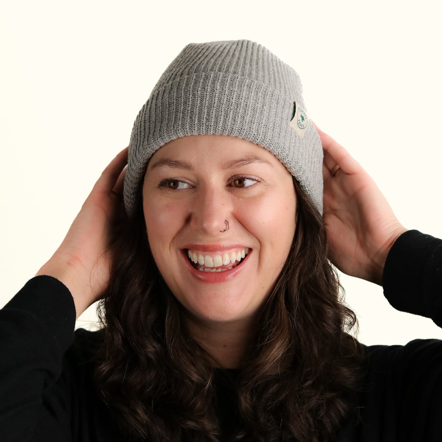 Recycled Cotton Ribbed Toque — Grey