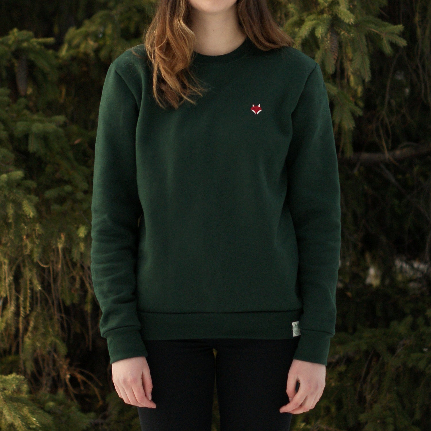 Embroidered Fox Sweatshirt - Forest